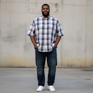 Gioberti Brown, Blue & White Plaid Short Sleeve Button Down Shirt Size XXL